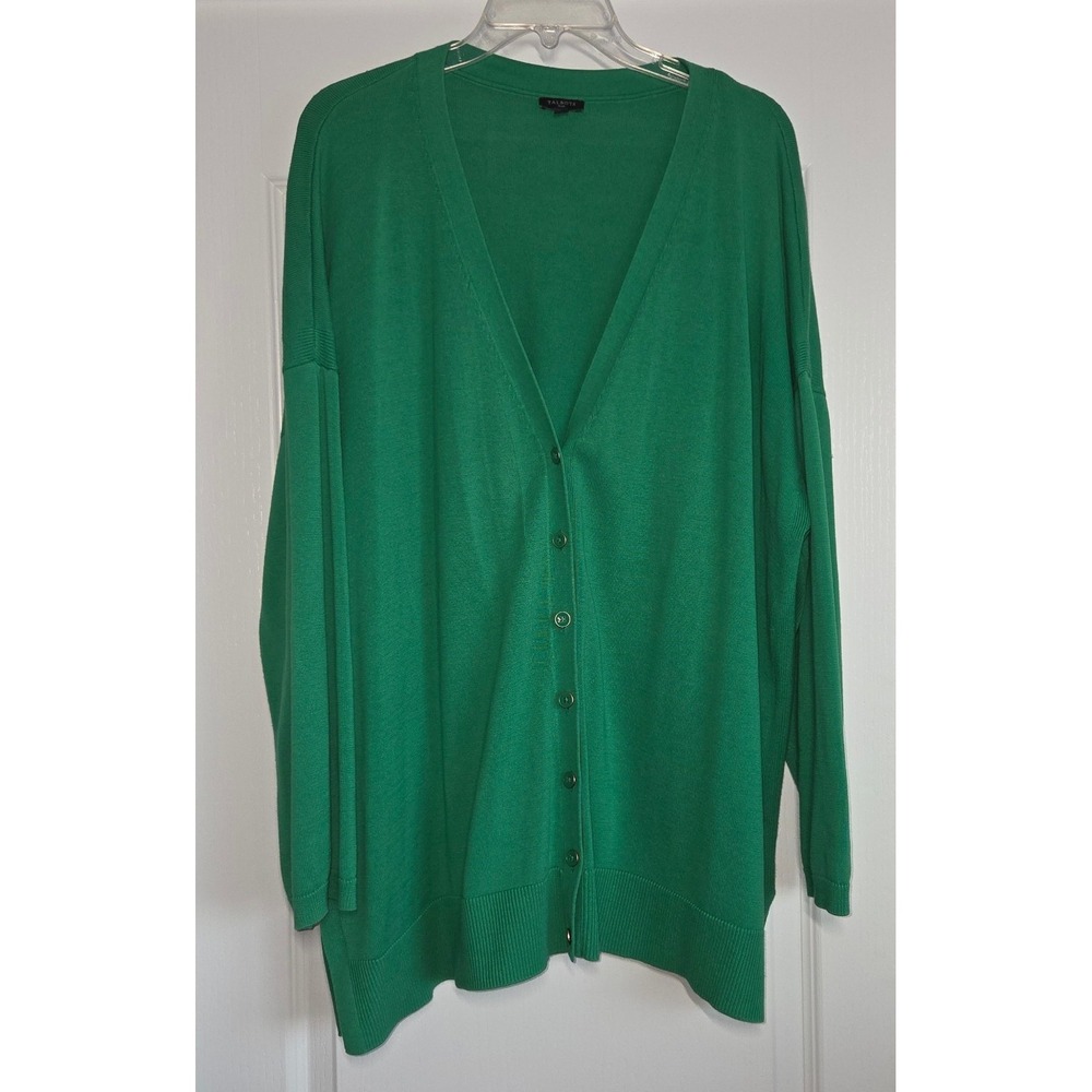Talbots Plus Green V Neck Button Front Cardigan Sweater Size 3X‎